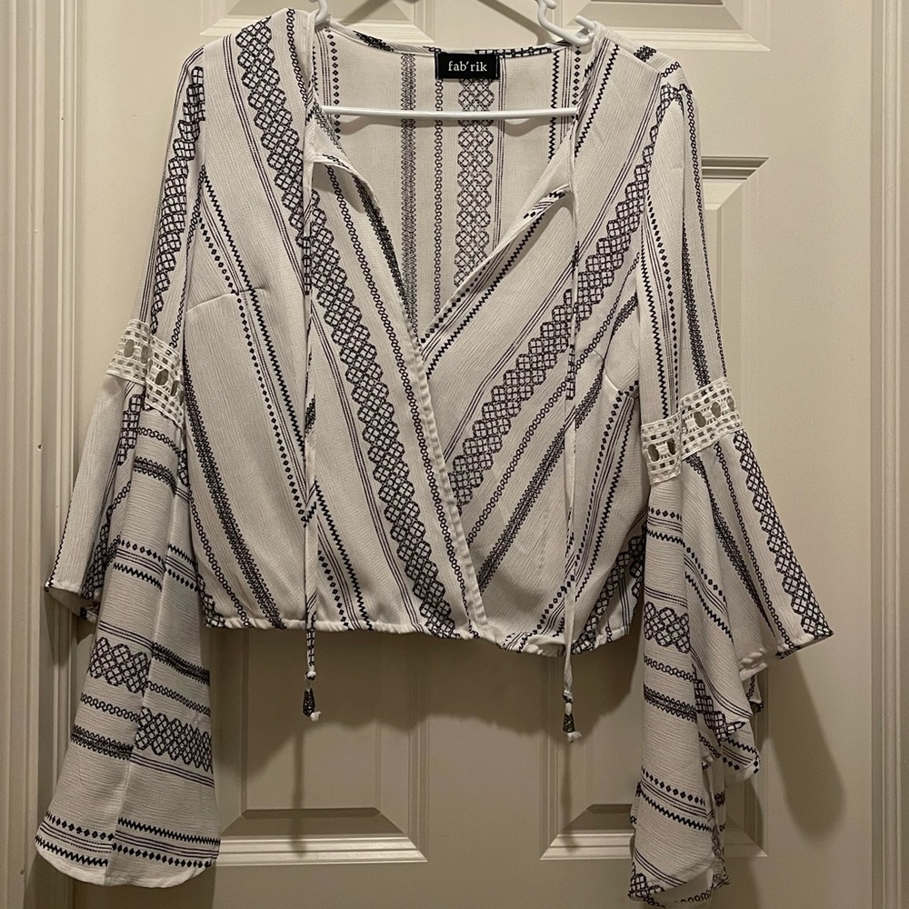 White Crop top with butterfly sleeves